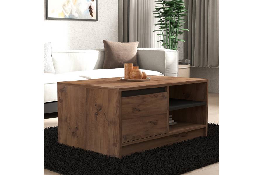 Τραπέζι σαλονιού Narli pakoworld σε sonoma απόχρωση 90x60x45εκ