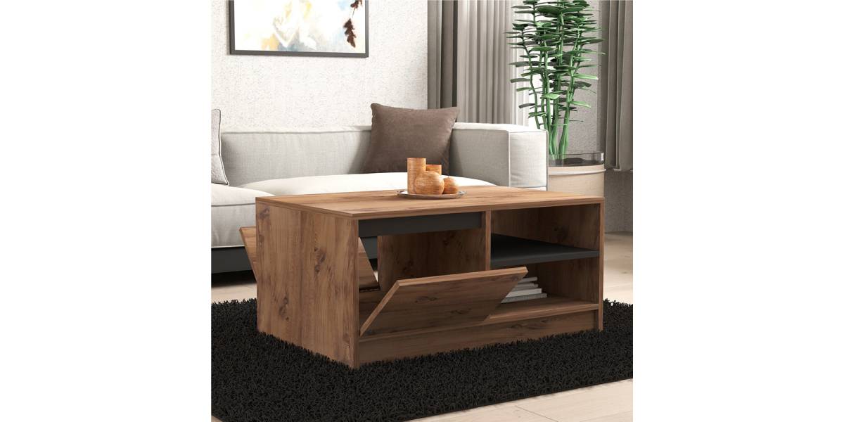 Τραπέζι σαλονιού Narli pakoworld σε sonoma απόχρωση 90x60x45εκ