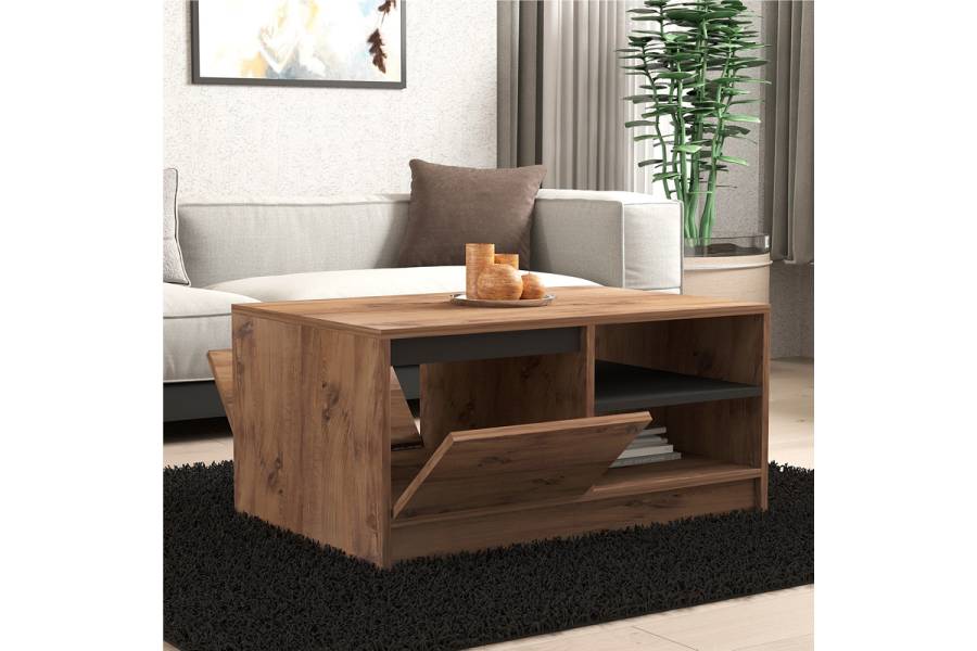 Τραπέζι σαλονιού Narli pakoworld σε sonoma απόχρωση 90x60x45εκ