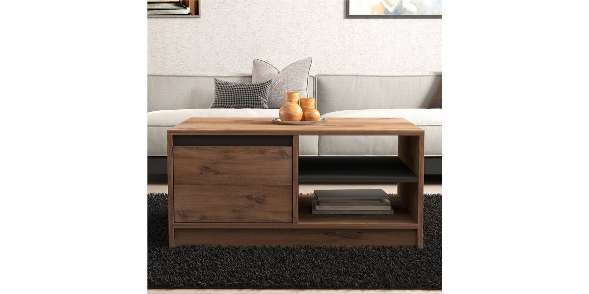 Τραπέζι σαλονιού Narli pakoworld σε sonoma απόχρωση 90x60x45εκ