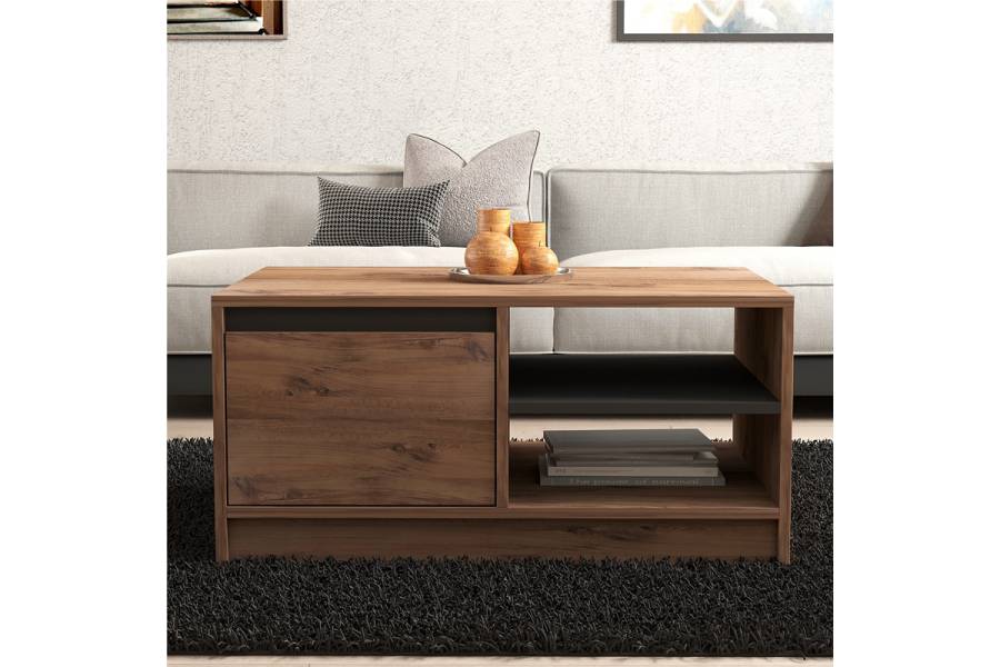 Τραπέζι σαλονιού Narli pakoworld σε sonoma απόχρωση 90x60x45εκ