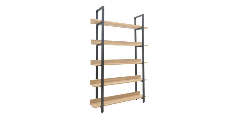 Βιβλιοθήκη Almond pakoworld σε oak-μαύρη απόχρωση 120x29x185εκ
