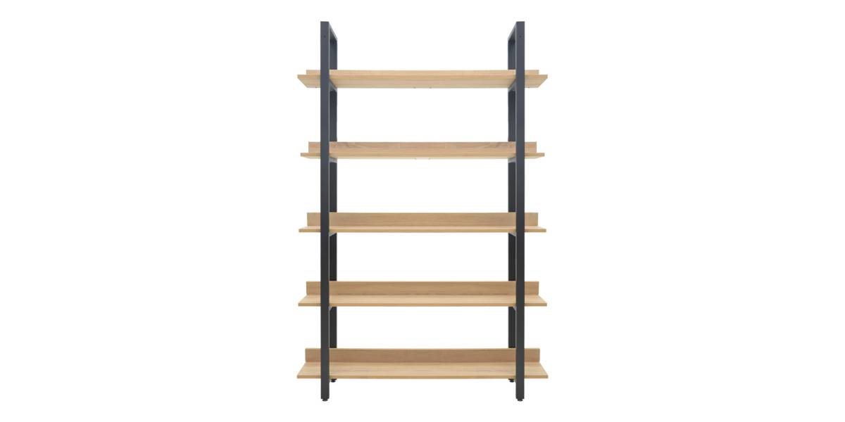 Βιβλιοθήκη Almond pakoworld σε oak-μαύρη απόχρωση 120x29x185εκ
