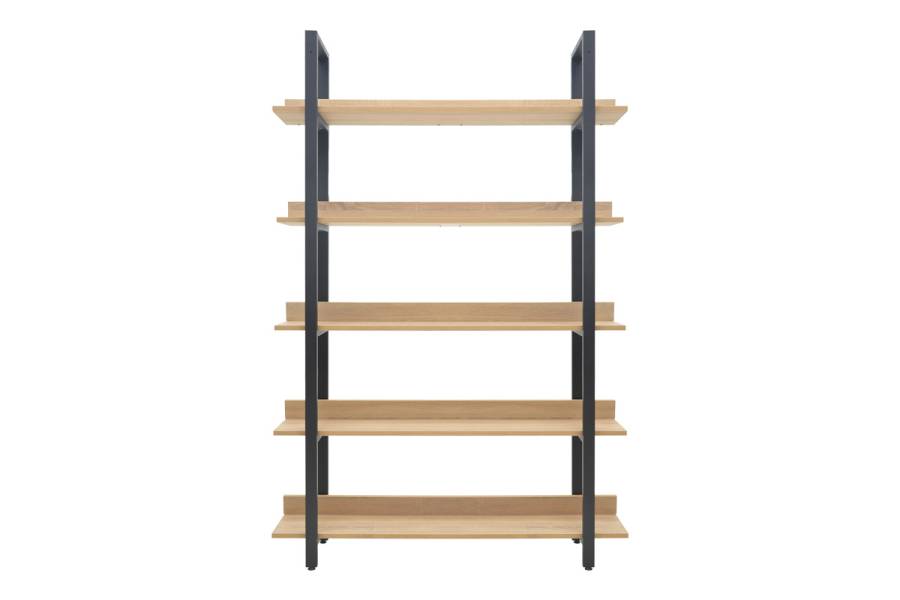 Βιβλιοθήκη Almond pakoworld σε oak-μαύρη απόχρωση 120x29x185εκ