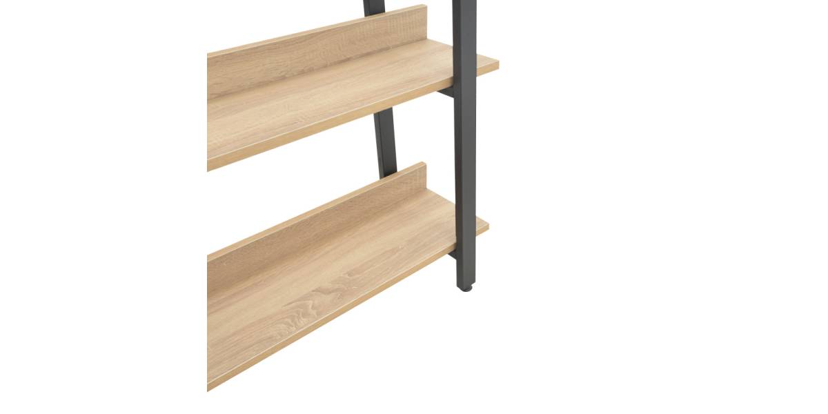 Βιβλιοθήκη Almond pakoworld σε oak-μαύρη απόχρωση 120x29x185εκ