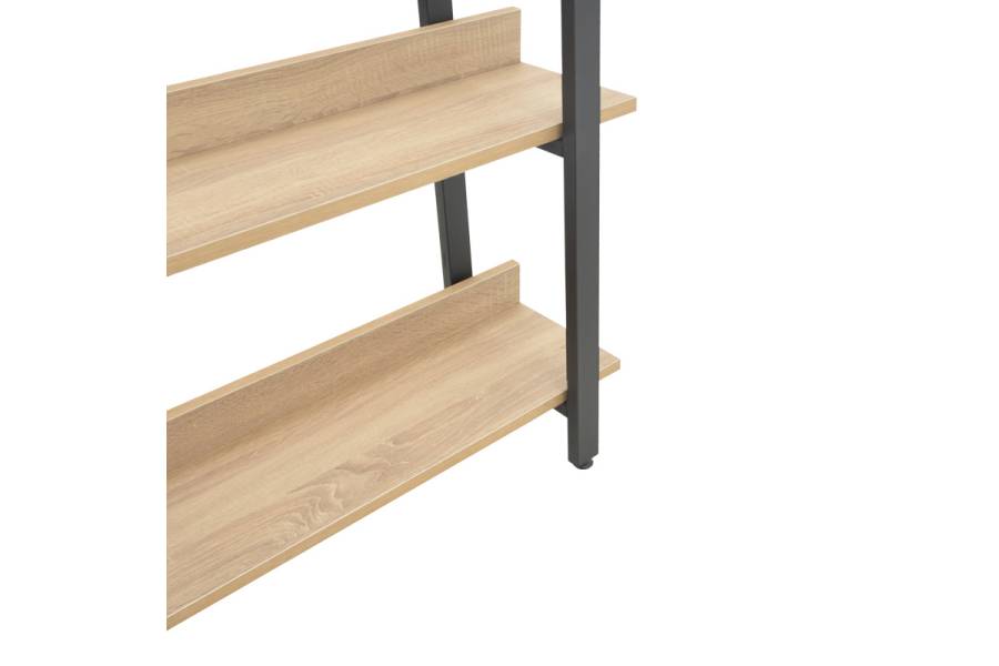 Βιβλιοθήκη Almond pakoworld σε oak-μαύρη απόχρωση 120x29x185εκ