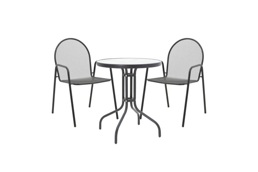 Τραπεζαρία Watson-Tarete pakoworld σετ 3τεμ μέταλλο σε μαύρη απόχρωση