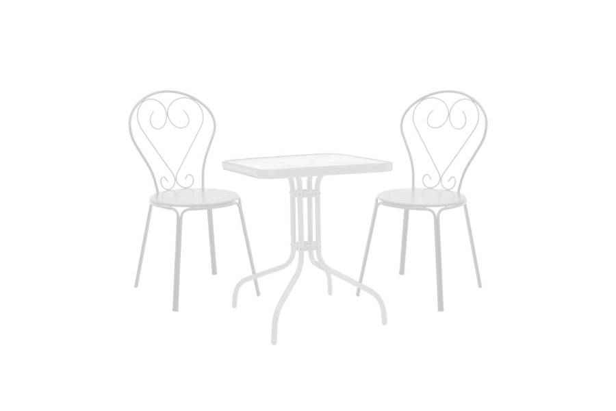 Τραπεζαρία Watson-Chari pakoworld σετ 3τεμ μέταλλο σε λευκή απόχρωση 70x70x70εκ