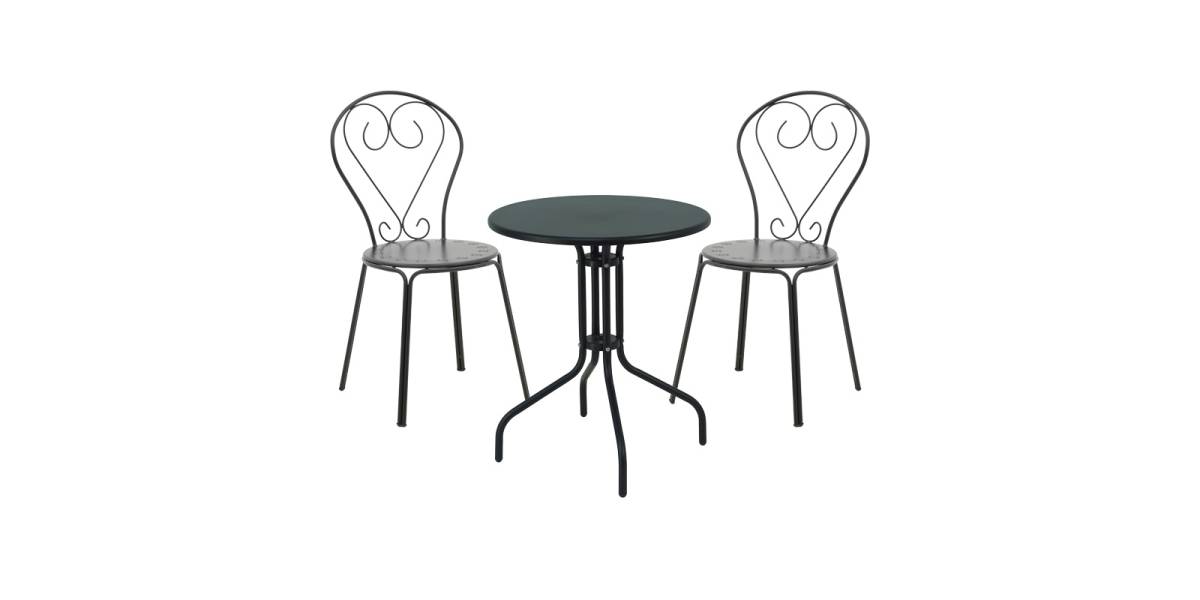 Τραπεζαρία Vergo-Chari pakoworld σετ 3τεμ μέταλλο σε μαύρη απόχρωση