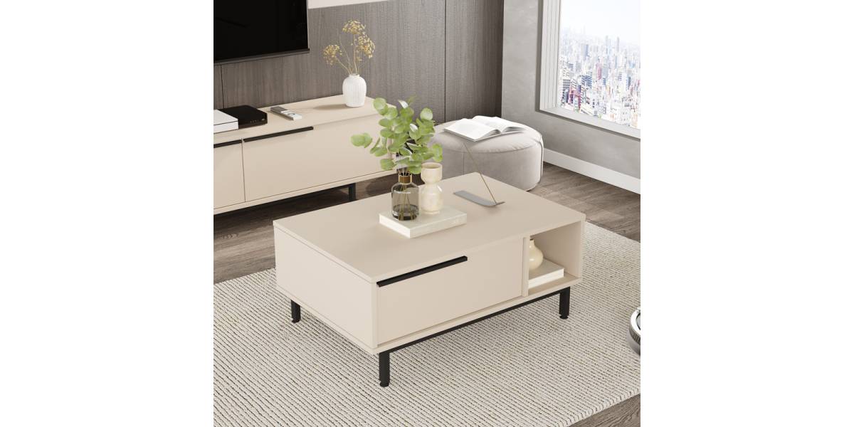 Τραπέζι σαλονιού Frixton pakoworld σε cappuccino απόχρωση 90x60x37.5εκ