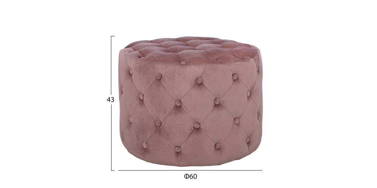 ΣΚΑΜΠΟ KASSIE ΣΑΠΙΟ ΜΗΛΟ ΒΕΛΟΥΔΟ ΤΥΠΟΥ CHESTERFIELD HM8406.02 Φ60x43Υ εκ.