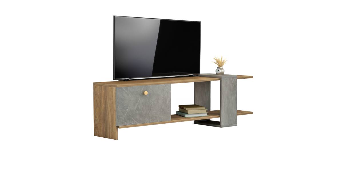 ΕΠΙΠΛΟ ΤΗΛΕΟΡΑΣΗΣ HENRIETTE HM8900.13 ΜΕΛΑΜΙΝΗ ΚΑΡΥΔΙ-STONE TEXTURE 120x28,5x39Υεκ.