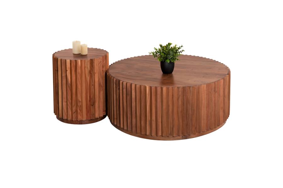 ΣΕΤ 2ΤΜΧ ΤΡΑΠΕΖΙΑ ΣΑΛΟΝΙΟΥ ΣΤΡΟΓΓΥΛΑ SEDGE HM11944 ΜΑΣΙΦ ΑΚΑΚΙΑ Φ90 & Φ40εκ.