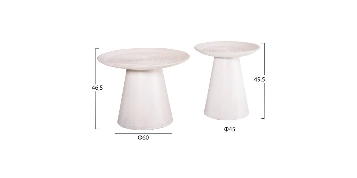 ΣΕΤ 2ΤΜΧ ΤΡΑΠΕΖΙΑ ΣΑΛΟΝΙΟΥ ΣΤΡΟΓΓΥΛΑ ROSS HM11946 ΜΑΣΙΦ MANGO ΛΕΥΚΟ Φ60 & Φ45εκ.