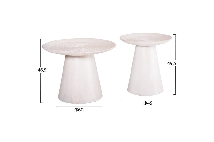 ΣΕΤ 2ΤΜΧ ΤΡΑΠΕΖΙΑ ΣΑΛΟΝΙΟΥ ΣΤΡΟΓΓΥΛΑ ROSS HM11946 ΜΑΣΙΦ MANGO ΛΕΥΚΟ Φ60 & Φ45εκ.