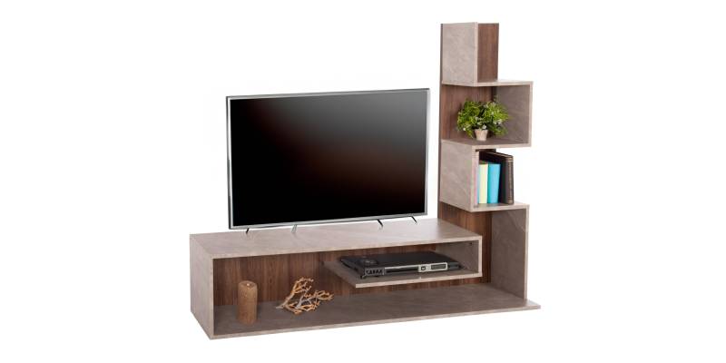 ΣΥΝΘΕΤΟ ΤΗΛΕΟΡΑΣΗΣ EDELIE HM8908.14 ΜΕΛΑΜΙΝΗ ΓΚΡΙ STONE TEXTURE-ΦΥΣΙΚΟ 150x29,5x120Υεκ.