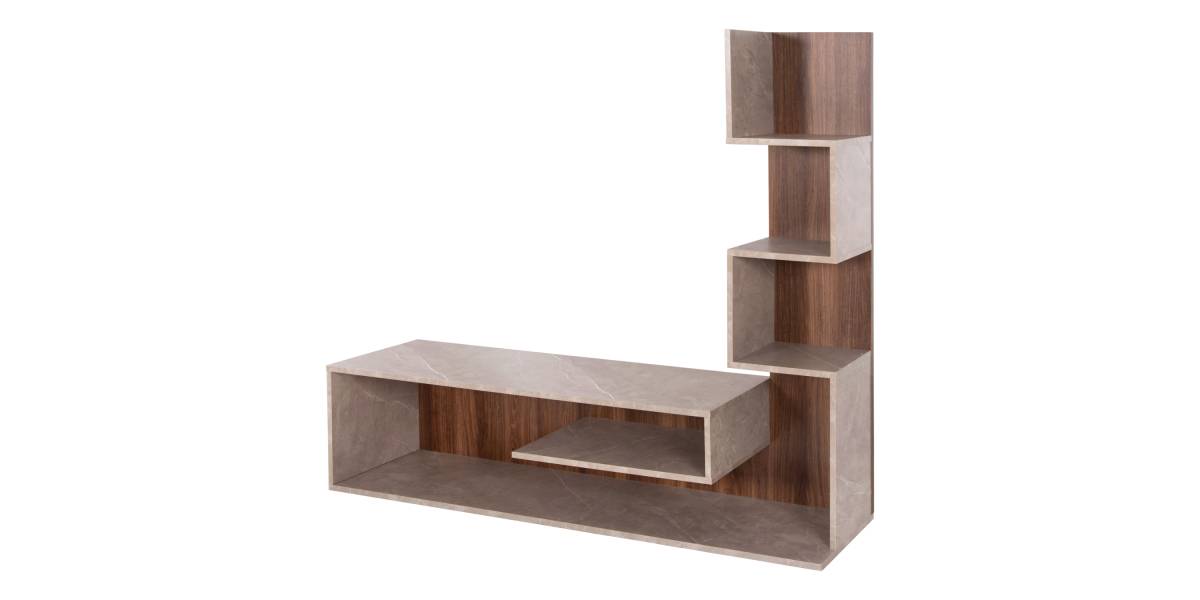 ΣΥΝΘΕΤΟ ΤΗΛΕΟΡΑΣΗΣ EDELIE HM8908.14 ΜΕΛΑΜΙΝΗ ΓΚΡΙ STONE TEXTURE-ΦΥΣΙΚΟ 150x29,5x120Υεκ.