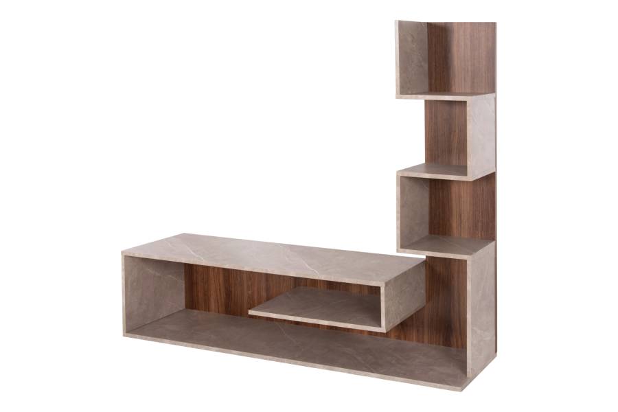 ΣΥΝΘΕΤΟ ΤΗΛΕΟΡΑΣΗΣ EDELIE HM8908.14 ΜΕΛΑΜΙΝΗ ΓΚΡΙ STONE TEXTURE-ΦΥΣΙΚΟ 150x29,5x120Υεκ.