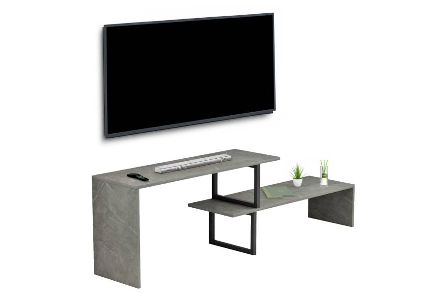 ΕΠΙΠΛΟ ΤΗΛΕΟΡΑΣΗΣ ΕΠΕΚΤ. BRIGGITE HM8892.11 ΜΕΛΑΜΙΝΗ GREY STONE TEXTURE 160x30x45Υεκ.