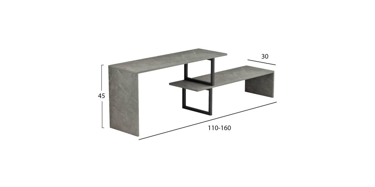 ΕΠΙΠΛΟ ΤΗΛΕΟΡΑΣΗΣ ΕΠΕΚΤ. BRIGGITE HM8892.11 ΜΕΛΑΜΙΝΗ GREY STONE TEXTURE 160x30x45Υεκ.