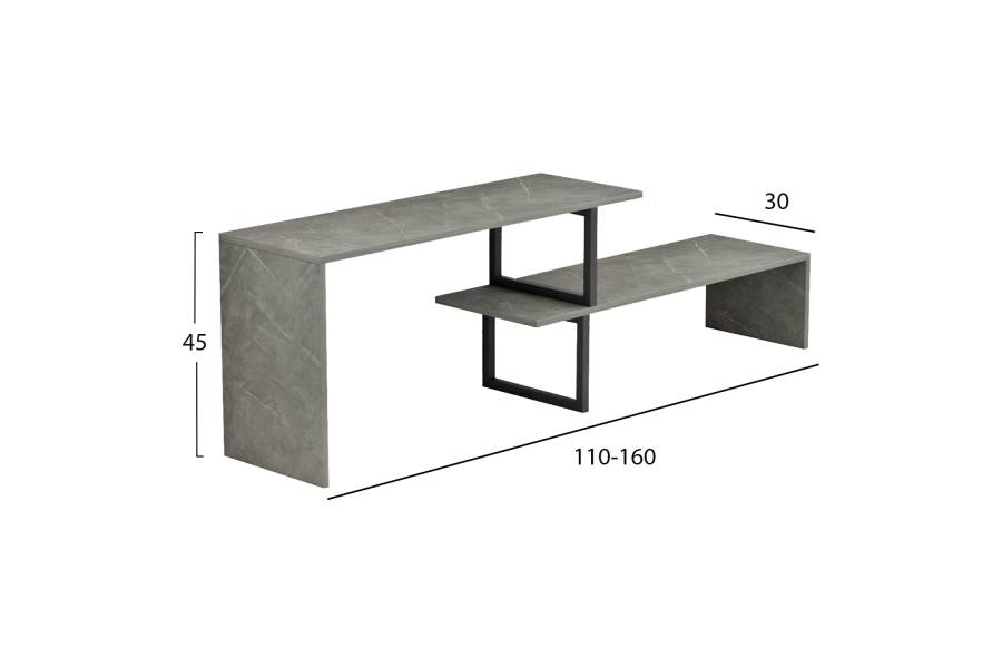 ΕΠΙΠΛΟ ΤΗΛΕΟΡΑΣΗΣ ΕΠΕΚΤ. BRIGGITE HM8892.11 ΜΕΛΑΜΙΝΗ GREY STONE TEXTURE 160x30x45Υεκ.