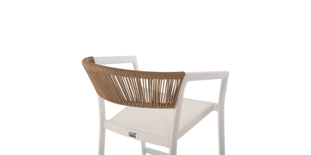 ΣΚΑΜΠΟ ΑΛΟΥΜΙΝΙΟΥ ΛΕΥΚΟ HM5892.32 ΜΕΣ. ΥΨΟΥΣ-ΜE RATTAN & TΕΧΤLINE 57x57x99,5Yεκ.