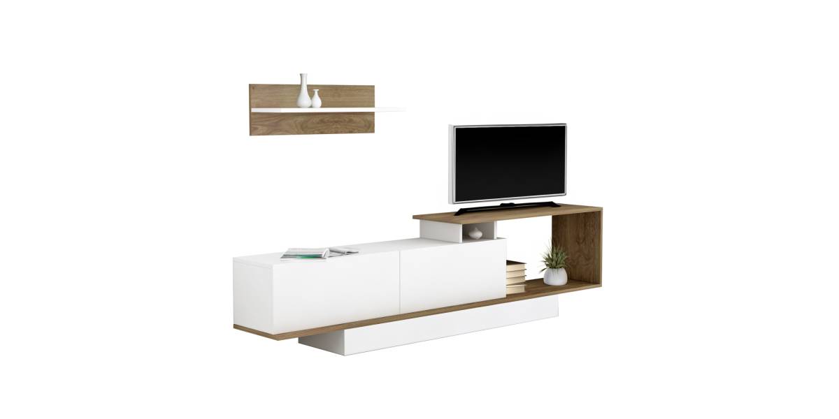 ΣΥΝΘΕΤΟ ΤΗΛΕΟΡΑΣΗΣ GARCELLE HM8904.11 ΜΕΛΑΜΙΝΗ ΣΕ ΦΥΣΙΚΟ-ΛΕΥΚΟ 180x29,6x45Υεκ
