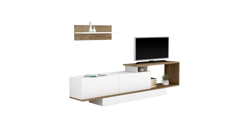 ΣΥΝΘΕΤΟ ΤΗΛΕΟΡΑΣΗΣ GARCELLE HM8904.11 ΜΕΛΑΜΙΝΗ ΣΕ ΦΥΣΙΚΟ-ΛΕΥΚΟ 180x29,6x45Υεκ