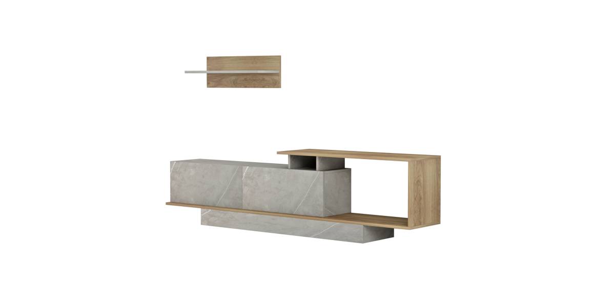 ΣΥΝΘΕΤΟ ΤΗΛΕΟΡΑΣΗΣ GARCELLE HM8904.14 ΜΕΛΑΜΙΝΗ ΦΥΣΙΚΟ-STONE TEXTURE 180x29,6x45Υεκ