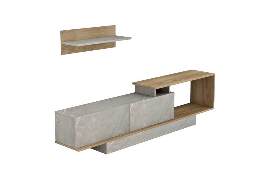 ΣΥΝΘΕΤΟ ΤΗΛΕΟΡΑΣΗΣ GARCELLE HM8904.14 ΜΕΛΑΜΙΝΗ ΦΥΣΙΚΟ-STONE TEXTURE 180x29,6x45Υεκ