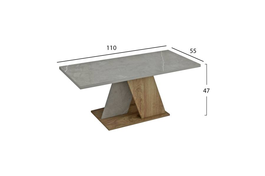 ΤΡΑΠΕΖΙ ΣΑΛΟΝΙΟΥ DILE HM9528.02 ΜΕΛΑΜΙΝΗ ΣΕ STONE TEXTURE ΓΚΡΙ-ΦΥΣΙΚΟ 110x55x47Υεκ.