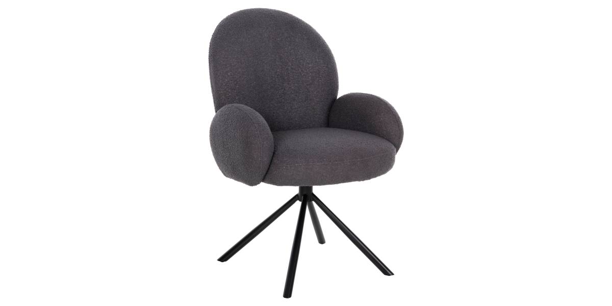 ΠΟΛΥΘΡΟΝΑ ΠΕΡΙΣΤΡΕΦ. WINON HM9778.01 ΓΚΡΙ TEDDY ΥΦΑΣΜΑ-ΜΑΥΡΟ ΜΕΤΑΛΛΟ 65x67x92Υ εκ.