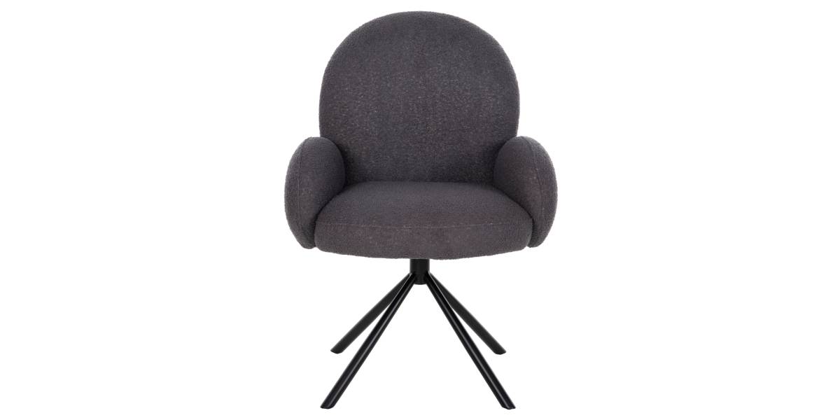 ΠΟΛΥΘΡΟΝΑ ΠΕΡΙΣΤΡΕΦ. WINON HM9778.01 ΓΚΡΙ TEDDY ΥΦΑΣΜΑ-ΜΑΥΡΟ ΜΕΤΑΛΛΟ 65x67x92Υ εκ.