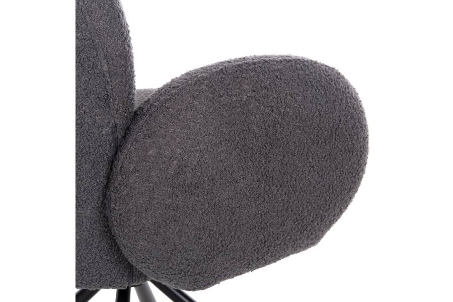 ΠΟΛΥΘΡΟΝΑ ΠΕΡΙΣΤΡΕΦ. WINON HM9778.01 ΓΚΡΙ TEDDY ΥΦΑΣΜΑ-ΜΑΥΡΟ ΜΕΤΑΛΛΟ 65x67x92Υ εκ.