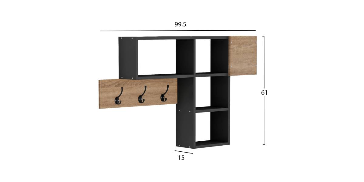 ΚΡΕΜΑΣΤΡΑ ΕΙΣΟΔΟΥ ΜΕ ΡΑΦΙΑ HARLAN HM8973.11 ΜΕΛΑΜΙΝΗ ΣΕ SONAMA-ΓΚΡΙ 99,5x15x61Υεκ.