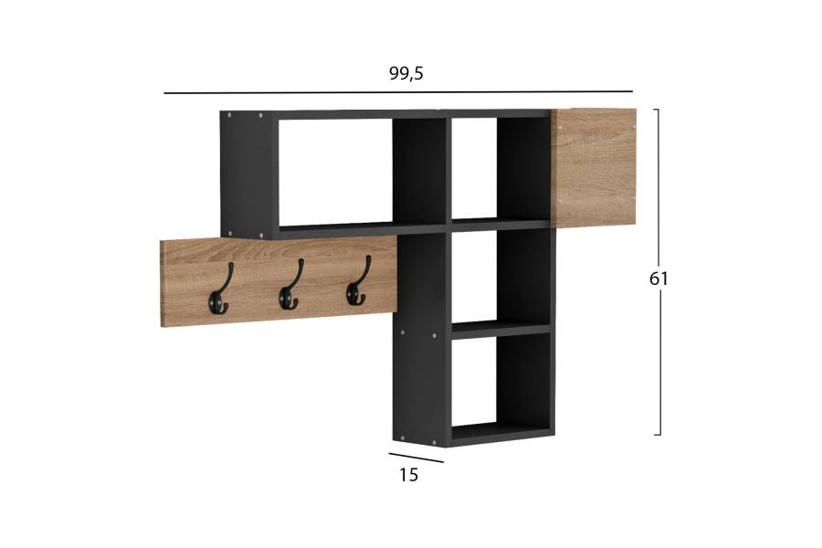ΚΡΕΜΑΣΤΡΑ ΕΙΣΟΔΟΥ ΜΕ ΡΑΦΙΑ HARLAN HM8973.11 ΜΕΛΑΜΙΝΗ ΣΕ SONAMA-ΓΚΡΙ 99,5x15x61Υεκ.