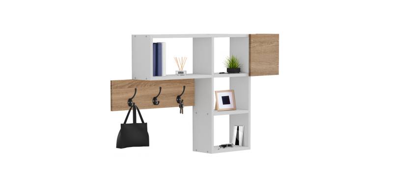 ΚΡΕΜΑΣΤΡΑ ΕΙΣΟΔΟΥ ΜΕ ΡΑΦΙΑ HARLAN HM8973.12 ΜΕΛΑΜΙΝΗ ΣΕ SONAMA-ΛΕΥΚΟ 99,5x15x61Υεκ.