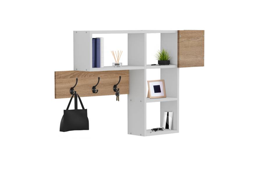 ΚΡΕΜΑΣΤΡΑ ΕΙΣΟΔΟΥ ΜΕ ΡΑΦΙΑ HARLAN HM8973.12 ΜΕΛΑΜΙΝΗ ΣΕ SONAMA-ΛΕΥΚΟ 99,5x15x61Υεκ.