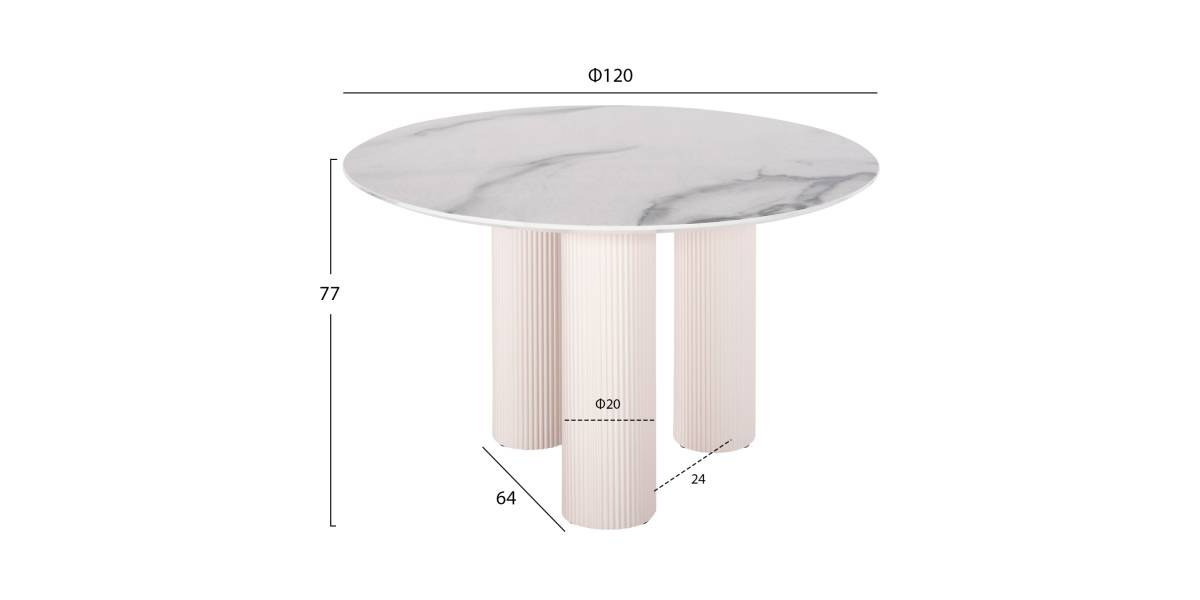 ΤΡΑΠΕΖΙ ΣΤΡΟΓΓΥΛΟ DORIK HM9768.01 MDF ΛΕΥΚΟ ΜΑΡΜΑΡΟ-MDF ΠΟΔΙΑ Φ120x77Υεκ.