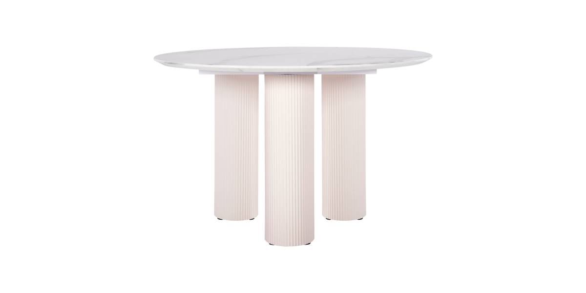 ΤΡΑΠΕΖΙ ΣΤΡΟΓΓΥΛΟ DORIK HM9768.01 MDF ΛΕΥΚΟ ΜΑΡΜΑΡΟ-MDF ΠΟΔΙΑ Φ120x77Υεκ.