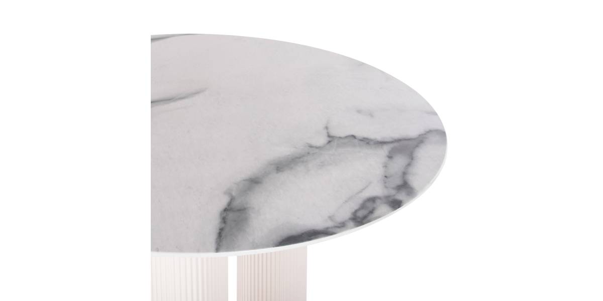 ΤΡΑΠΕΖΙ ΣΤΡΟΓΓΥΛΟ DORIK HM9768.01 MDF ΛΕΥΚΟ ΜΑΡΜΑΡΟ-MDF ΠΟΔΙΑ Φ120x77Υεκ.