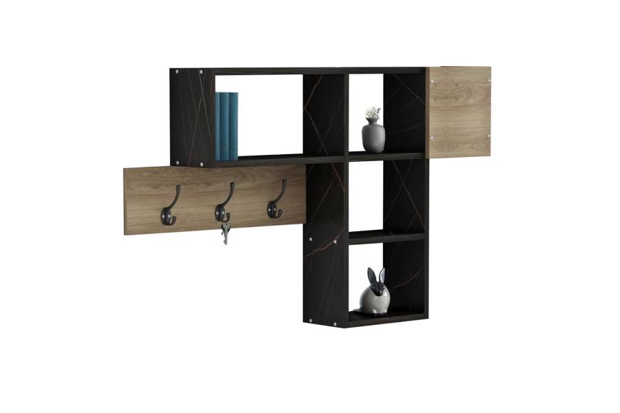 ΚΡΕΜΑΣΤΡΑ ΕΙΣΟΔΟΥ ΜΕ ΡΑΦΙΑ HARLAN HM8973.13 ΜΕΛΑΜΙΝΗ ΣΕ ΦΥΣΙΚΟ-ΜΑΥΡΟ ΜΑΡΜΑΡΟ 99,5x15x61Υεκ