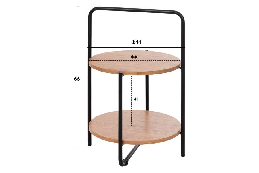 ΒΟΗΘΗΤΙΚΟ ΤΡΑΠΕΖΙ SYLO HM9618.01 MDF ΣΕ ΦΥΣΙΚΟ-ΜΑΥΡΟ ΜΕΤΑΛΛΟ Φ44x66Υεκ.