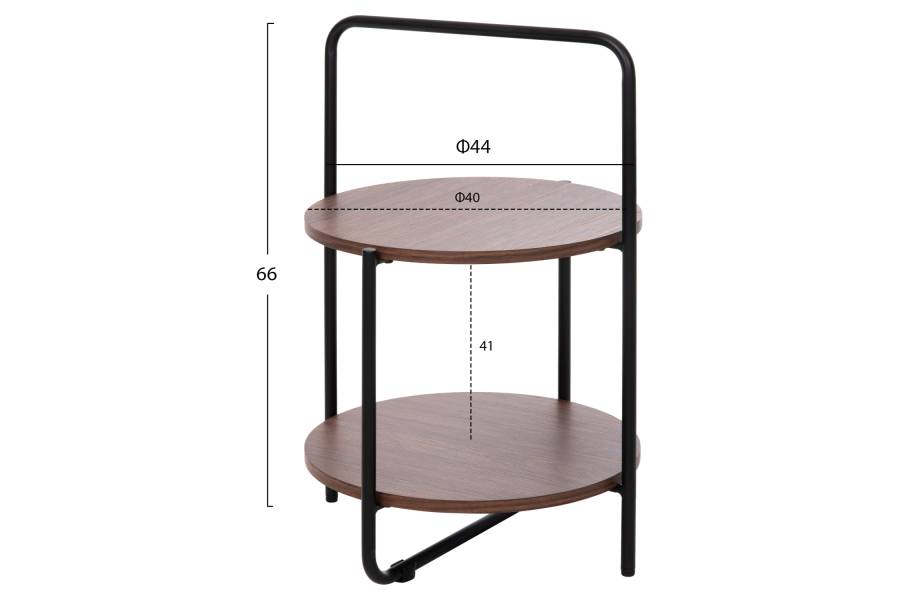 ΒΟΗΘΗΤΙΚΟ ΤΡΑΠΕΖΙ SYLO HM9618.02 MDF ΣΕ ΚΑΡΥΔΙ-ΜΑΥΡΟ ΜΕΤΑΛΛΟ Φ44x66Υεκ.