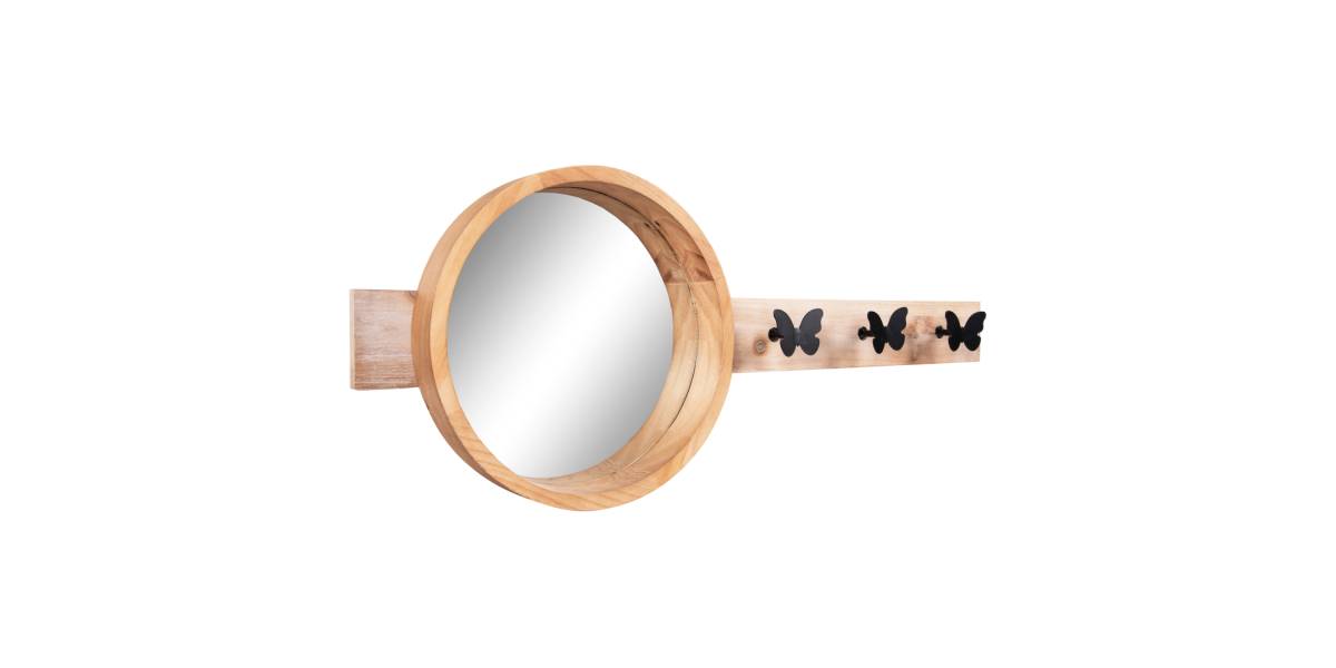 ΚΑΘΡΕΠΤΗΣ ΤΟΙΧΟΥ ΣΤΡΟΓΓΥΛΟΣ SCUTTLE HM4222 FIR WOOD&MDF-BLACK METAL 80x6,5x30,5Υεκ.