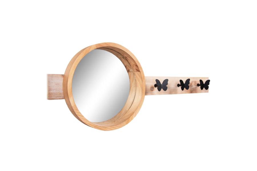 ΚΑΘΡΕΠΤΗΣ ΤΟΙΧΟΥ ΣΤΡΟΓΓΥΛΟΣ SCUTTLE HM4222 FIR WOOD&MDF-BLACK METAL 80x6,5x30,5Υεκ.