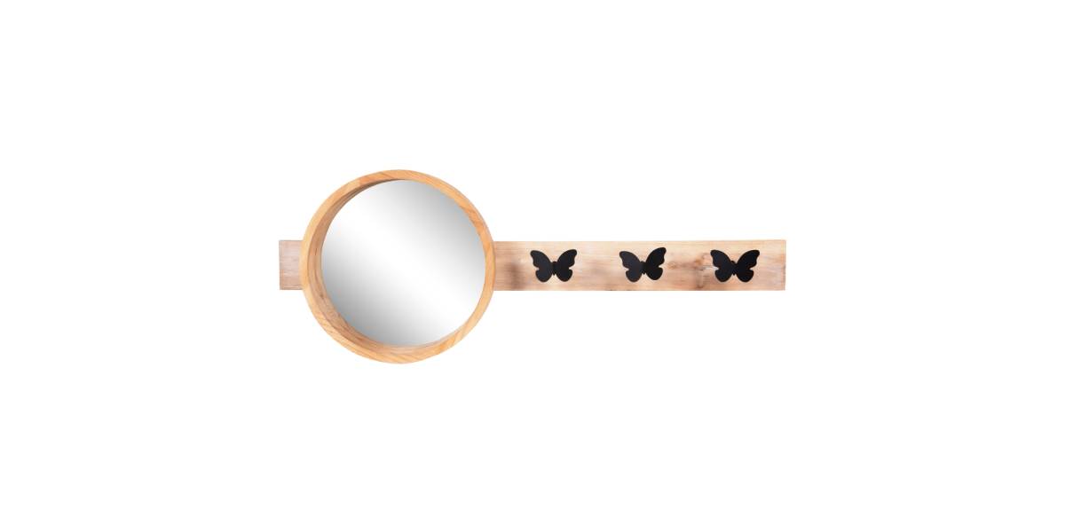 ΚΑΘΡΕΠΤΗΣ ΤΟΙΧΟΥ ΣΤΡΟΓΓΥΛΟΣ SCUTTLE HM4222 FIR WOOD&MDF-BLACK METAL 80x6,5x30,5Υεκ.