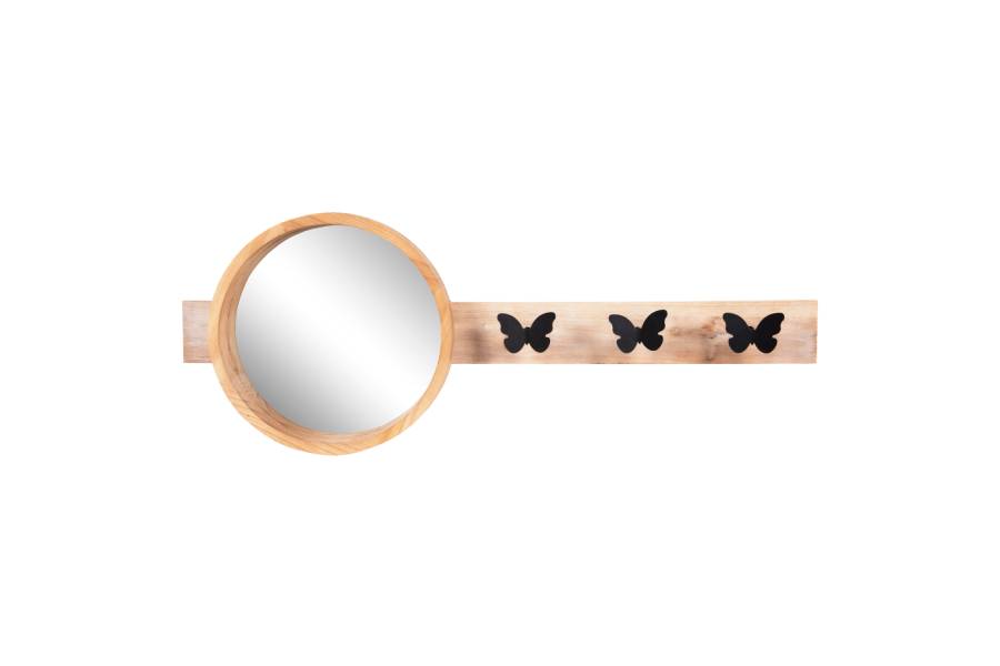 ΚΑΘΡΕΠΤΗΣ ΤΟΙΧΟΥ ΣΤΡΟΓΓΥΛΟΣ SCUTTLE HM4222 FIR WOOD&MDF-BLACK METAL 80x6,5x30,5Υεκ.