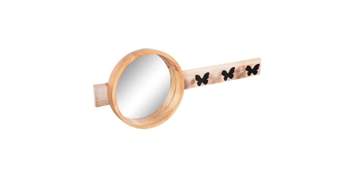 ΚΑΘΡΕΠΤΗΣ ΤΟΙΧΟΥ ΣΤΡΟΓΓΥΛΟΣ SCUTTLE HM4222 FIR WOOD&MDF-BLACK METAL 80x6,5x30,5Υεκ.