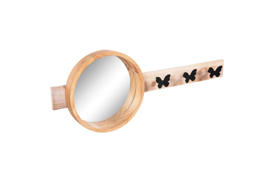ΚΑΘΡΕΠΤΗΣ ΤΟΙΧΟΥ ΣΤΡΟΓΓΥΛΟΣ SCUTTLE HM4222 FIR WOOD&MDF-BLACK METAL 80x6,5x30,5Υεκ.